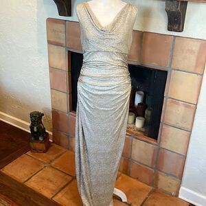 Vintage Ralph Lauren Evening Metallic Gold Sleeveless Full Length Gown, 10P!